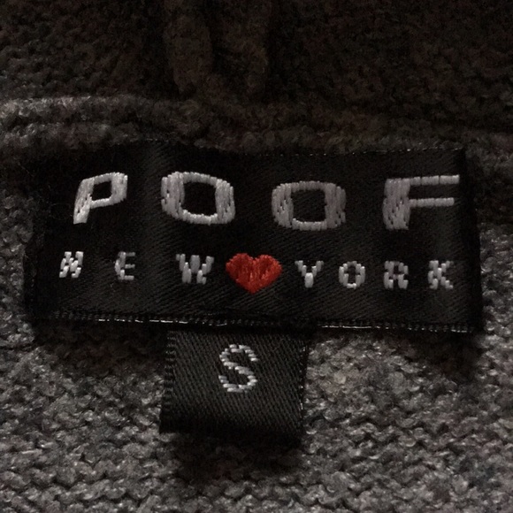 Poof New York SMALL grey gray sweater w hoodie EUC - Picture 4 of 5